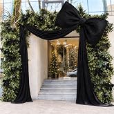 Wavyknot 118 x 47 Extra Large Christmas Black Velvet Bows Outdoor | Christmas Giant Black Velvet Bow Big Oversized Black Bow Decor with Long Streamers for House Store Entrance Garage Front Door