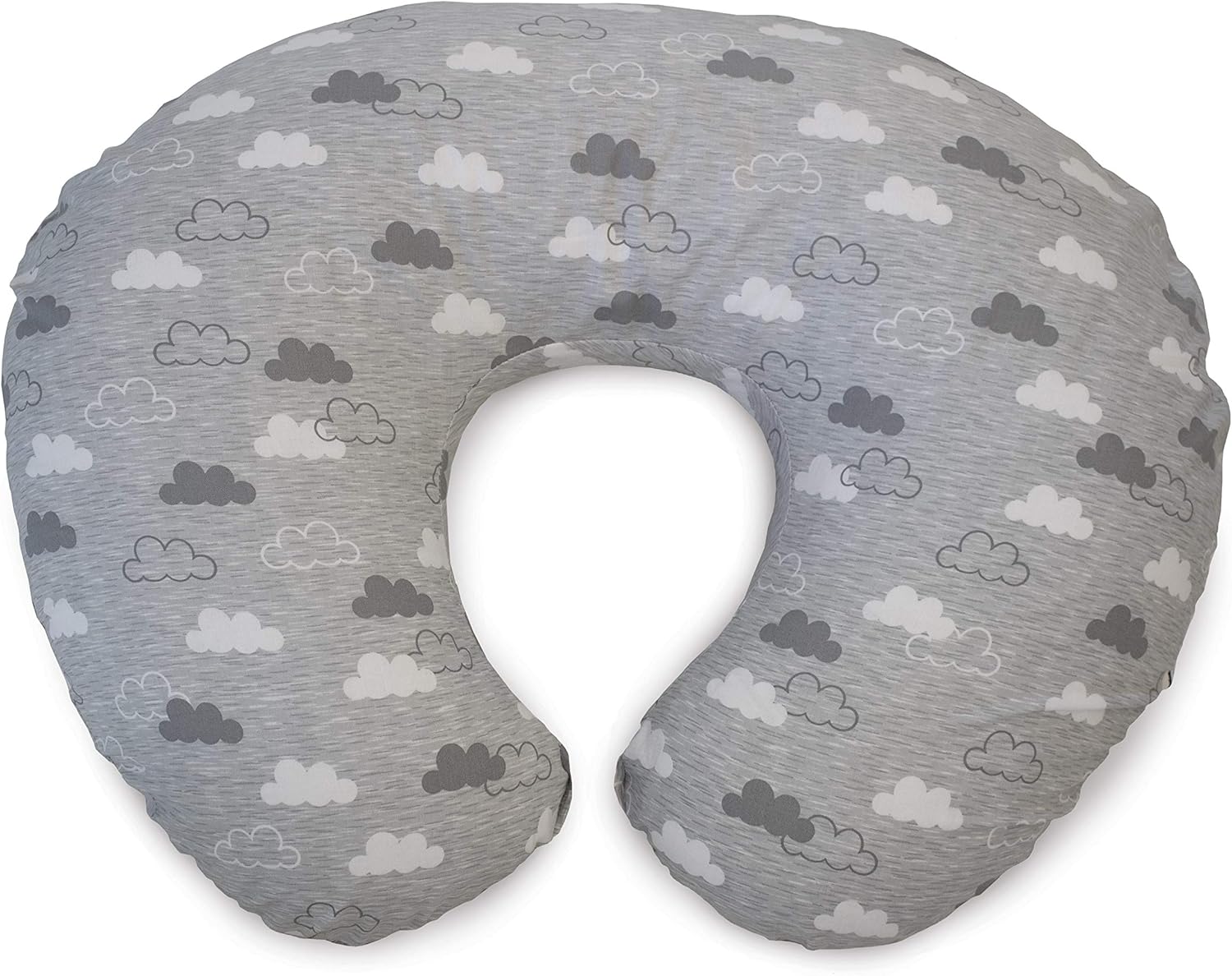 Chicco Boppy- Cojín de lactancia algodón, ergonómico, indeformable y optima adaptabilidad, de 0 a 12 meses, estampado nubes gris clouds, almohada de lactancia