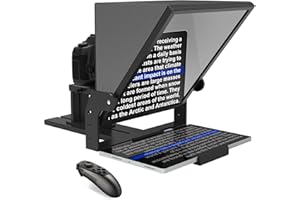 ILOKNZI Aluminum Alloy 13 Inch Teleprompter with Remote Control and Free Teleprompter APP Compatible with iOS/Android, Work with Camera, Online Meeting, Video Recorder (13 inch)