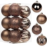12PCS 3.15" Christmas Ball Ornaments Shatterproof Brown Christmas Tree Decorations Xmas Tree Balls Halloween Ornaments Décor