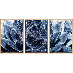 SIGNWIN Framed Canvas Wall Art Dark Purple Succulent...