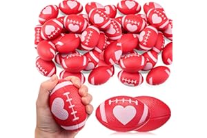 MiniInflat 24 Pcs Valentines Day Football Stress Balls 3.43'' Football Squeeze Foam Balls Football Stress Relief Toys for Valentines Day Sport Party Game Favors(Red)