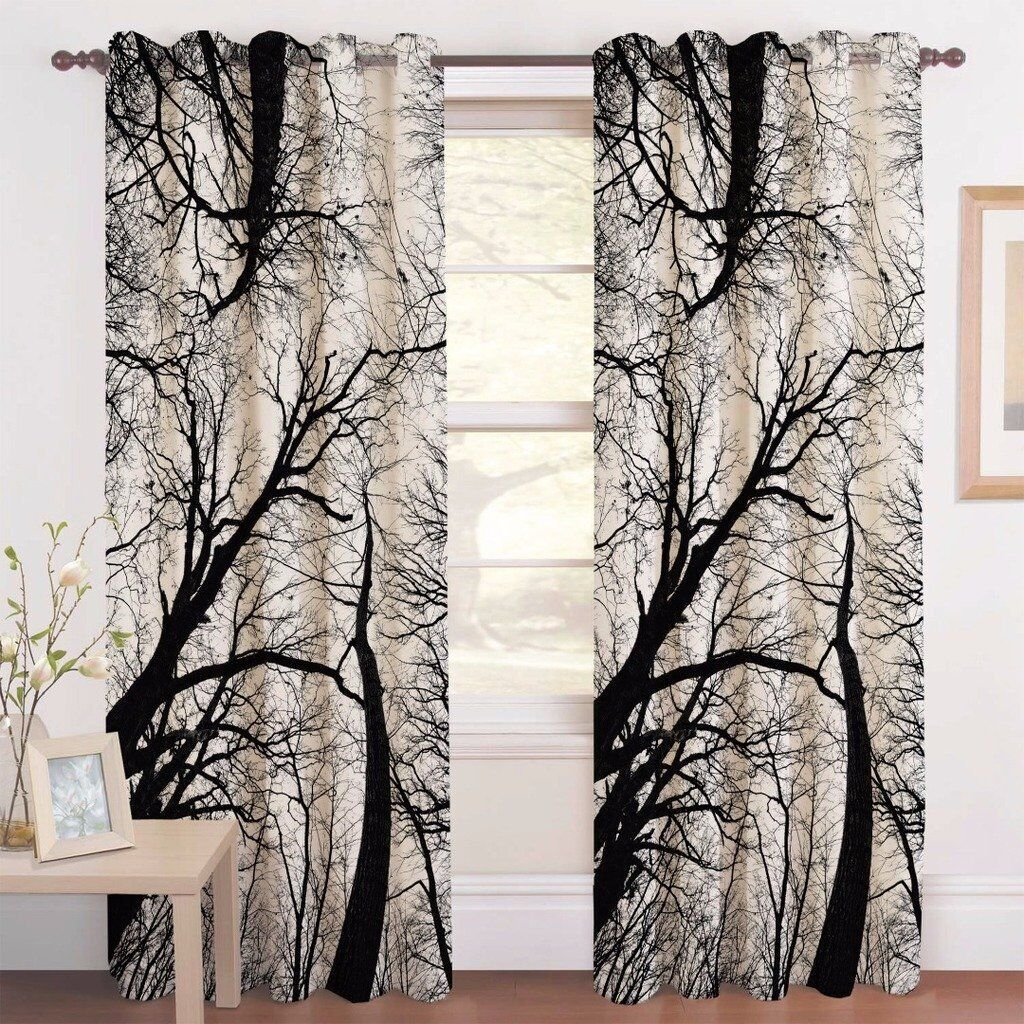 Buy Reliable Trends Digital Tree Print Velvet Door Curtains Set Of