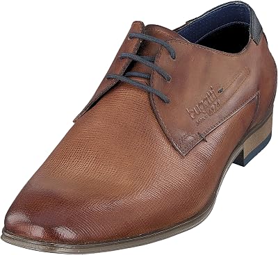 Homme Chaussure basse business en cuir, Derby avec finition bicolore, Brun, 41 EU