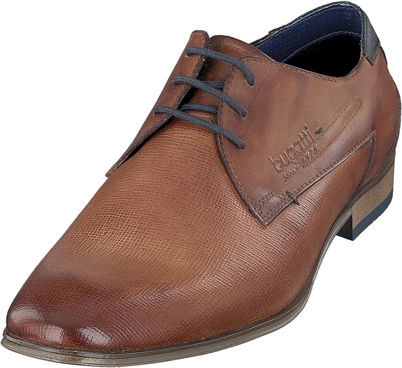 Homme Chaussure basse business en cuir, Derby avec finition bicolore, Brun, 41 EU