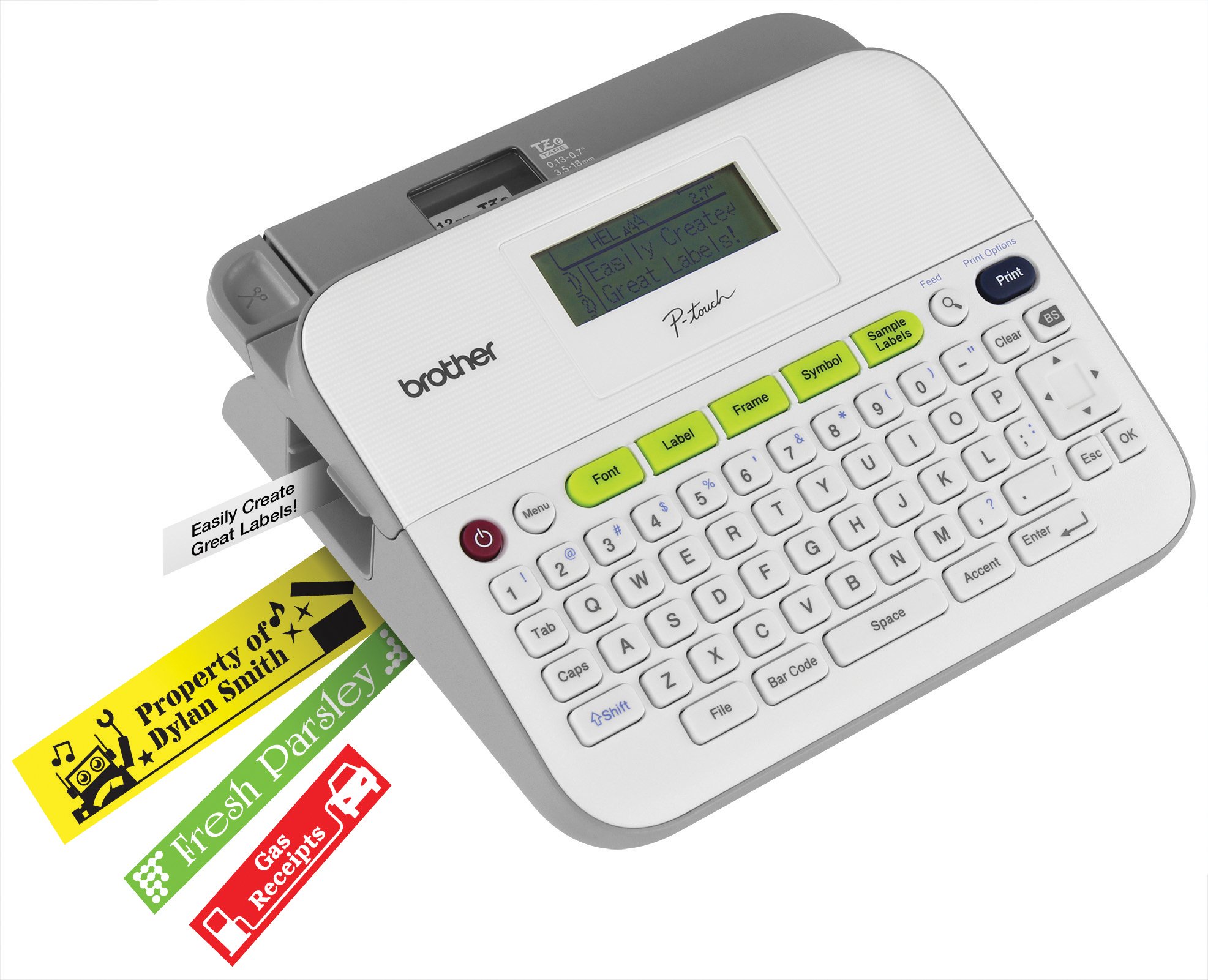 Brother P-Touch Monochrome Label Maker, Versatile Easy-to-Use Labeler, PTD400AD, AC Adapter, QWERTY Keyboard, Multiple Line Labeling, White