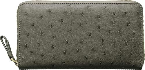 Amazon 株式会社 三京商会 Sankyo Shokai オーストリッチ フルオープン 長財布 レディース 多機能 ラウンドファスナー 小銭入れ付き グレー 三京商会 財布
