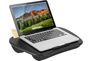 LAPGEAR MyDesk Lap Desk with Device Ledge and Phone Holder - Black - Fits up to 15.6 Inch Laptops - Style No. 44448
