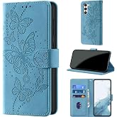 Case Wallet for Samsung Galaxy S23 Plus, Light Blue | RFID Blocking, 3 Card Holder Stand, Shockproof TPU Shell, PU Leather Magnetic Closure, 6.6-inch