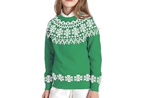 BOBOYOYO Girls Sweaters 100% Cotton Kids Sweater Holiday Teen Winter Pullover Crew Neck Long Sleeve Knit Top