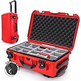 NANUK 935 Hard Case with Padded Divider – Waterproof Equipment Case with Wheels, 22” x 14” x 9” – Dustproof and Impact Resistant, Airline Carry-On Approved – Red