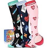 Lalapapa Cute Compression Socks for Women - 3 Pairs 20-30 mmHg Graduated Support Lightweight for Daily Wear Travel Nurse