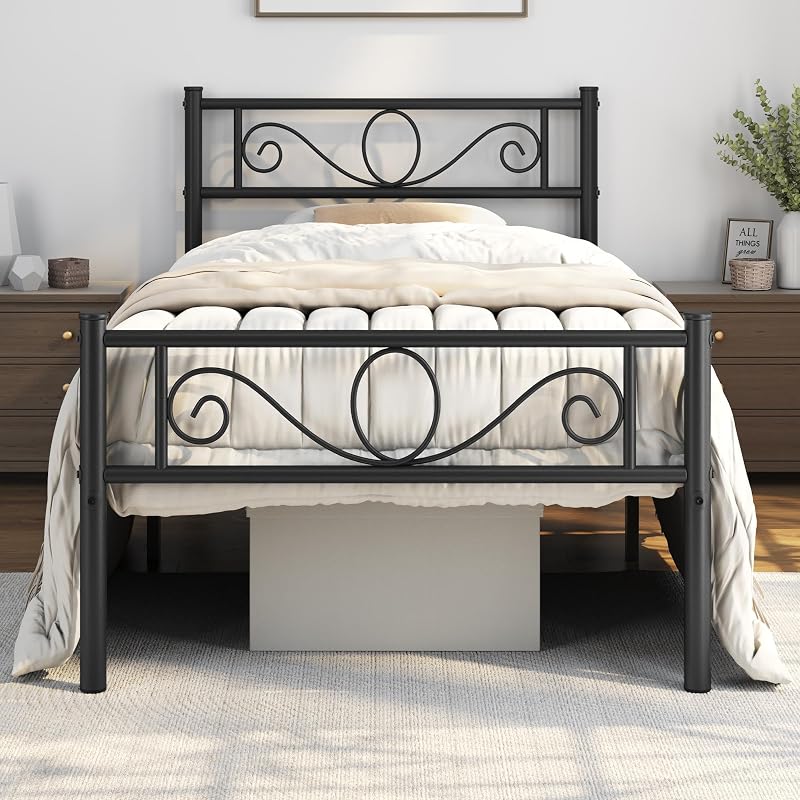 Yaheetech 3ft Metal Bed Frame with Headboard Footboard Black