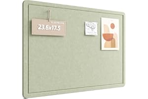 Fluxynara Bulletin Board, 23.6" x 17.5" Cork Board Alternative with 12 Safe Removable Adhesive Tabs, Foldable Felt Pin Board 