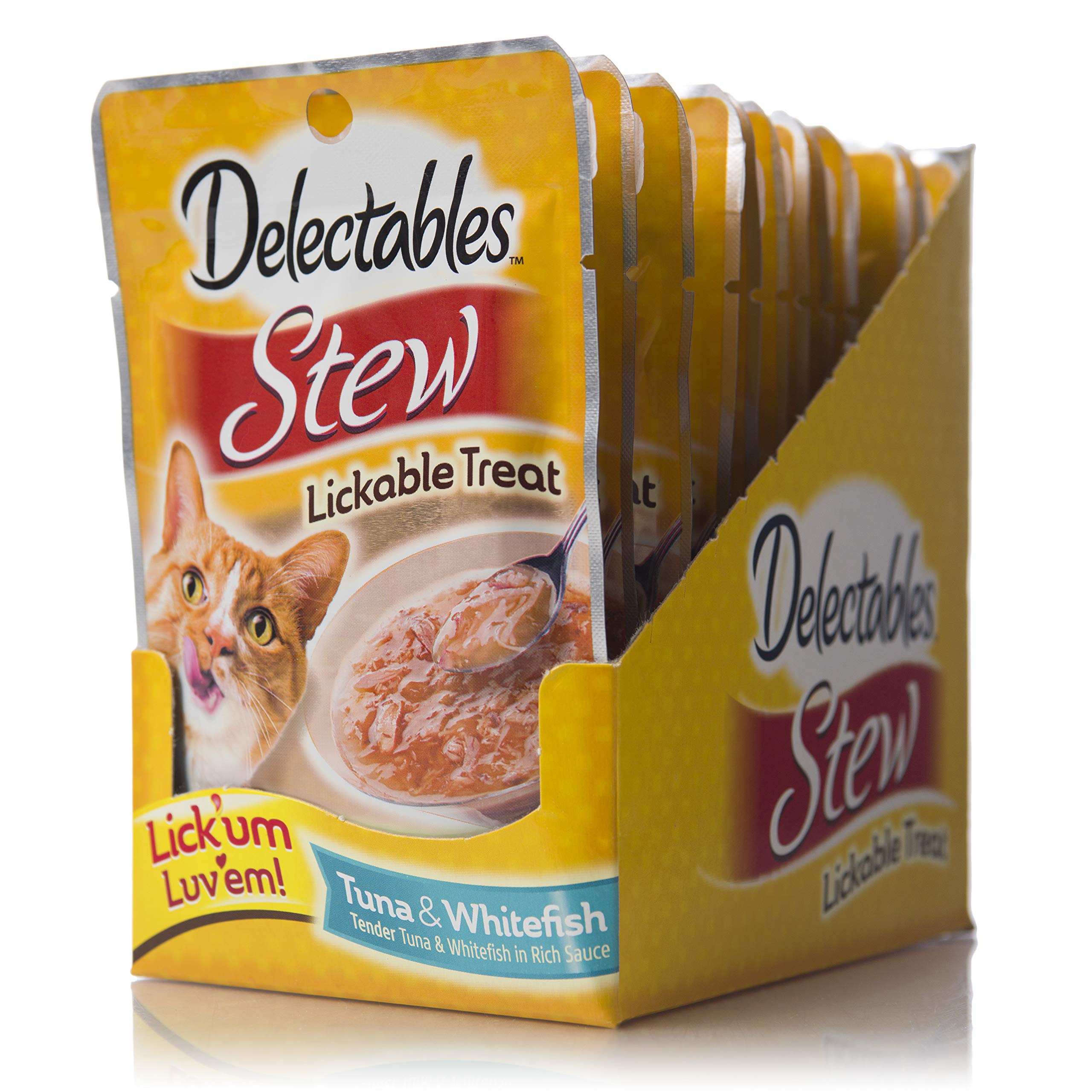 Delectables Stew Lickable Wet Cat Treats Tuna Whitefish 12 Pack