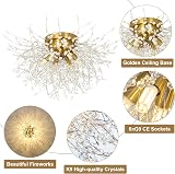 Rayofly Modern Crystal Chandelier Ceiling Light Gold 6 G9 Sockets Flush Mount view 5