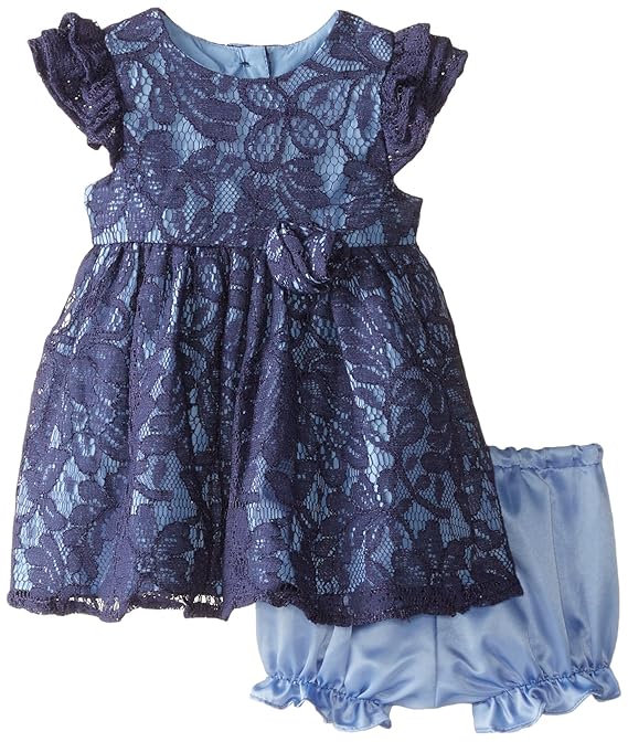 Laura Ashley London Baby Girls' Newborn Navy Lace Dress