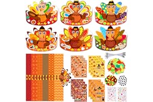 Zenoble 36 Set Thanksgiving Turkey Hat Craft Kits for Kids, DIY Fall Crafts Turkey Paper Headband Crowns with Stickers for Thanksgiving Arts Decoration Classroom Activities Party Supplies