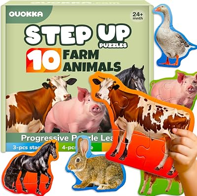 QUOKKA Puzzles For 2-3 Year Olds 8 Large Floor Puzzles Farm Animals