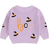 Baby Boy Girl Halloween Clothes Pumpkin Ghost Embroidery Sweater Long Sleeve Crewneck Knit Sweatshirt Pullover Tops