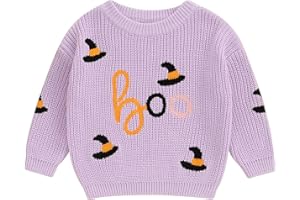 DSOKUHIB Baby Boy Girl Halloween Clothes Pumpkin Ghost Embroidery Sweater Long Sleeve Crewneck Knit Sweatshirt Pullover Tops