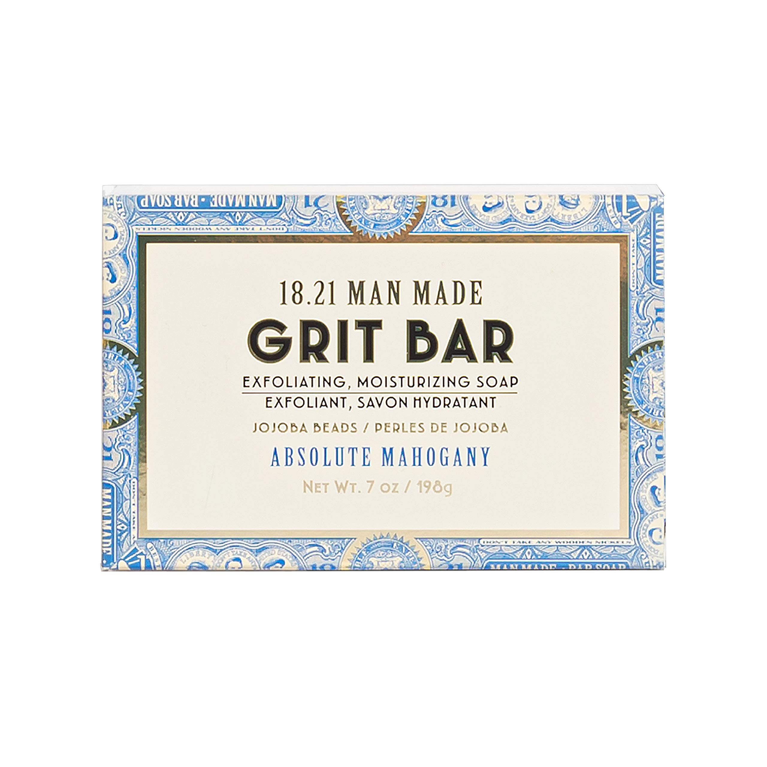 18.21 Man Made Men's Deep Cleansing Soap Bar 7 oz. - Activated Charcoal for Oily/Acne Prone Skin, or Exfoliating Scrub Bar with Jojoba Beads, 2 Scents, Natural Premium Men's Grooming
