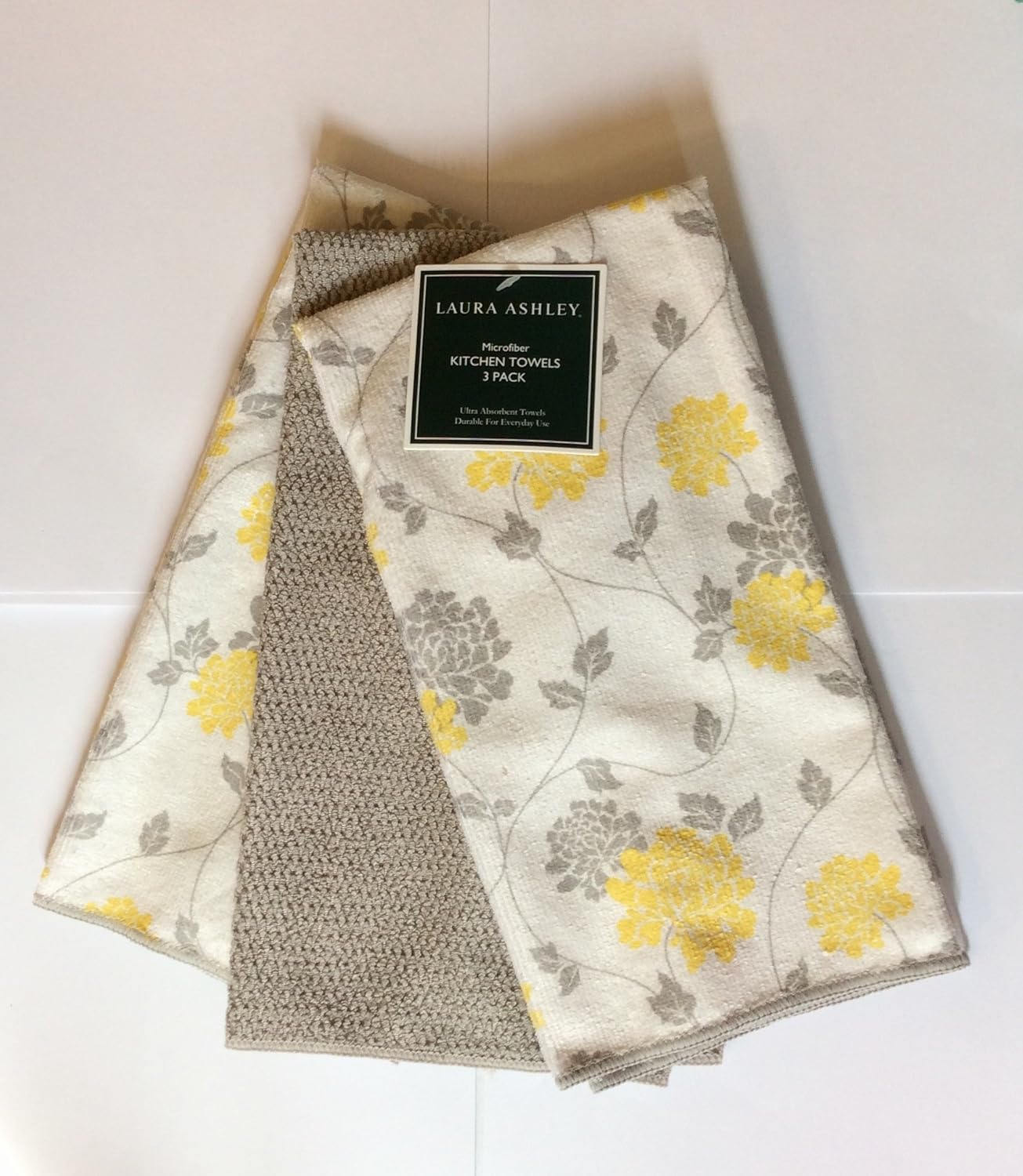 Laura Ashley 3 Pack Microfiber Kitchen Towels Isadore