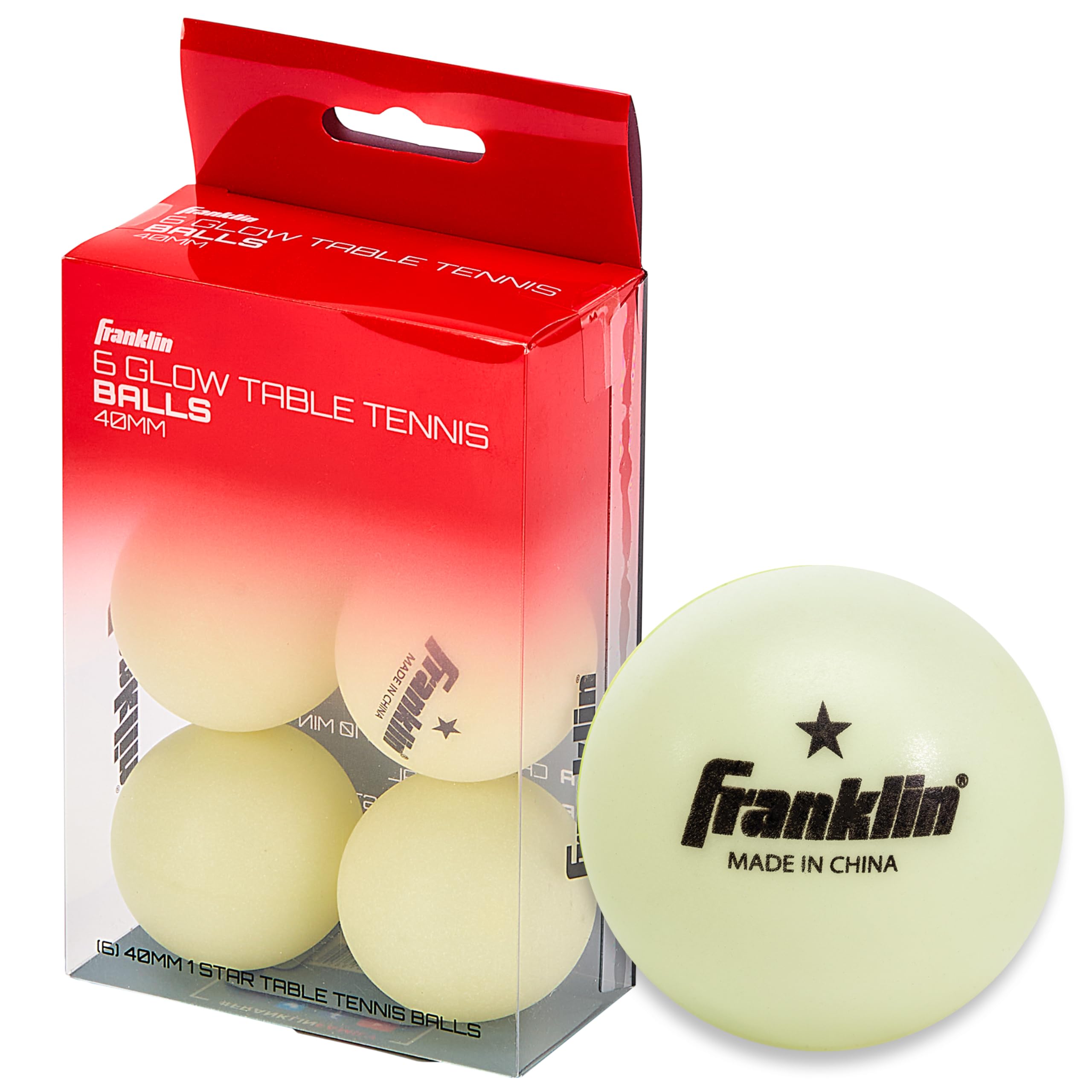 Photo 1 of ***SOME FUNCTIONAL SOME ARE NOT (BENT)*** Franklin Sports Glow in The Dark Ping Pong Balls - Official Size + Weight 40mm Table Tennis Balls - One Star Glow in The Dark Ping Pong - Durable High Performance - Green - 6 Pack