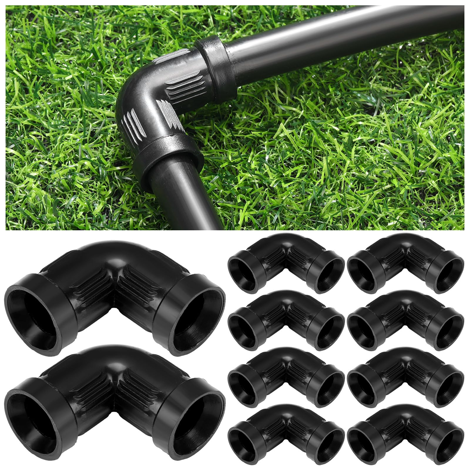 Photo 1 of Pangda 25 Pack PVC 1/2-inch Compression Elbows Drip Irrigation Parts Drip Irrigation Connectors Fitting for Supply Tubing and Dripline with 0. 620 Inch Od, Black