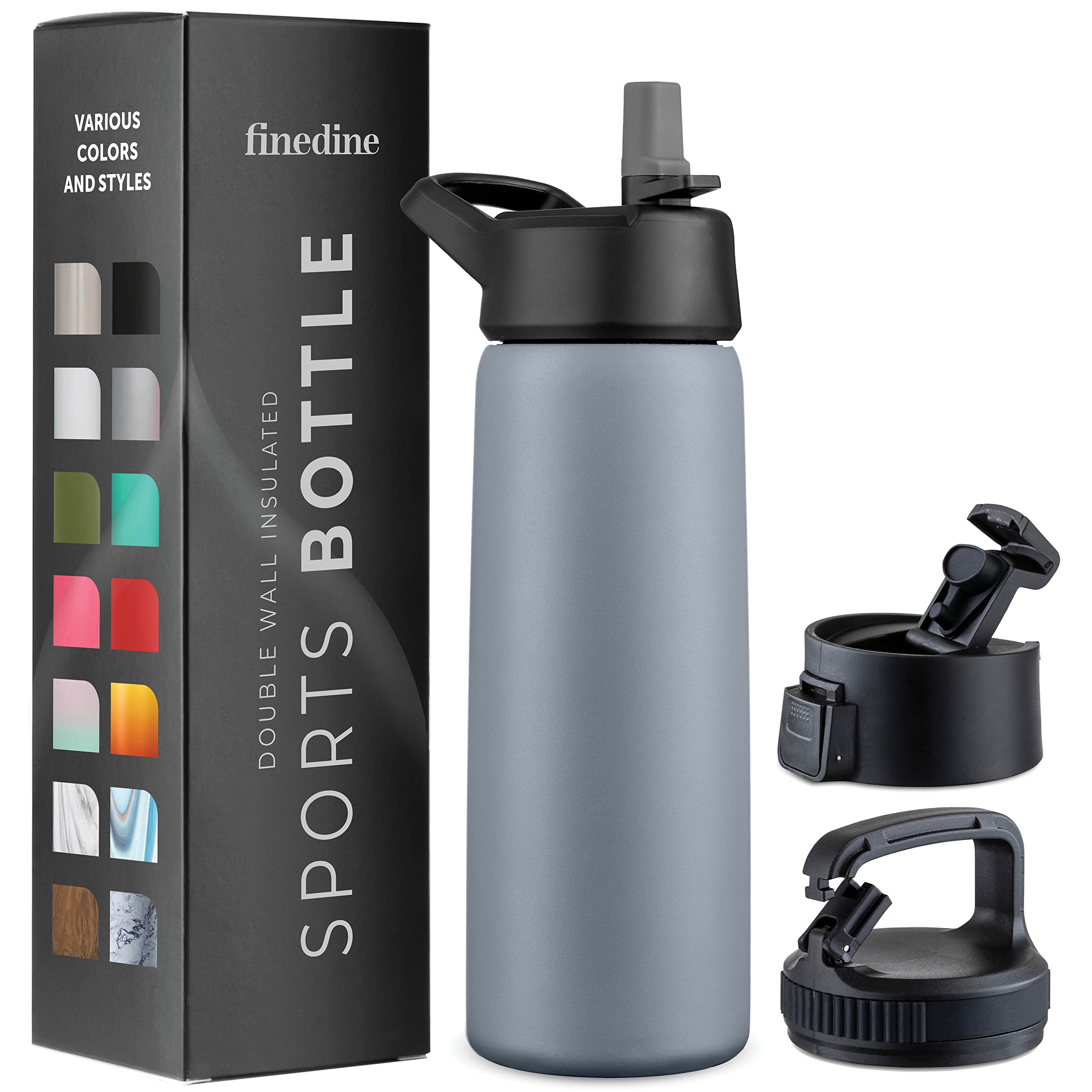 Triple Insulated Stainless Steel Water Bottle with Straw Lid - Flip Top Lid - Wide Mouth Cap (750 ML) Insulated Water Bottles, Keeps Hot and Cold - Great for Hiking & Biking (Modern Lava Gray) — image 1
