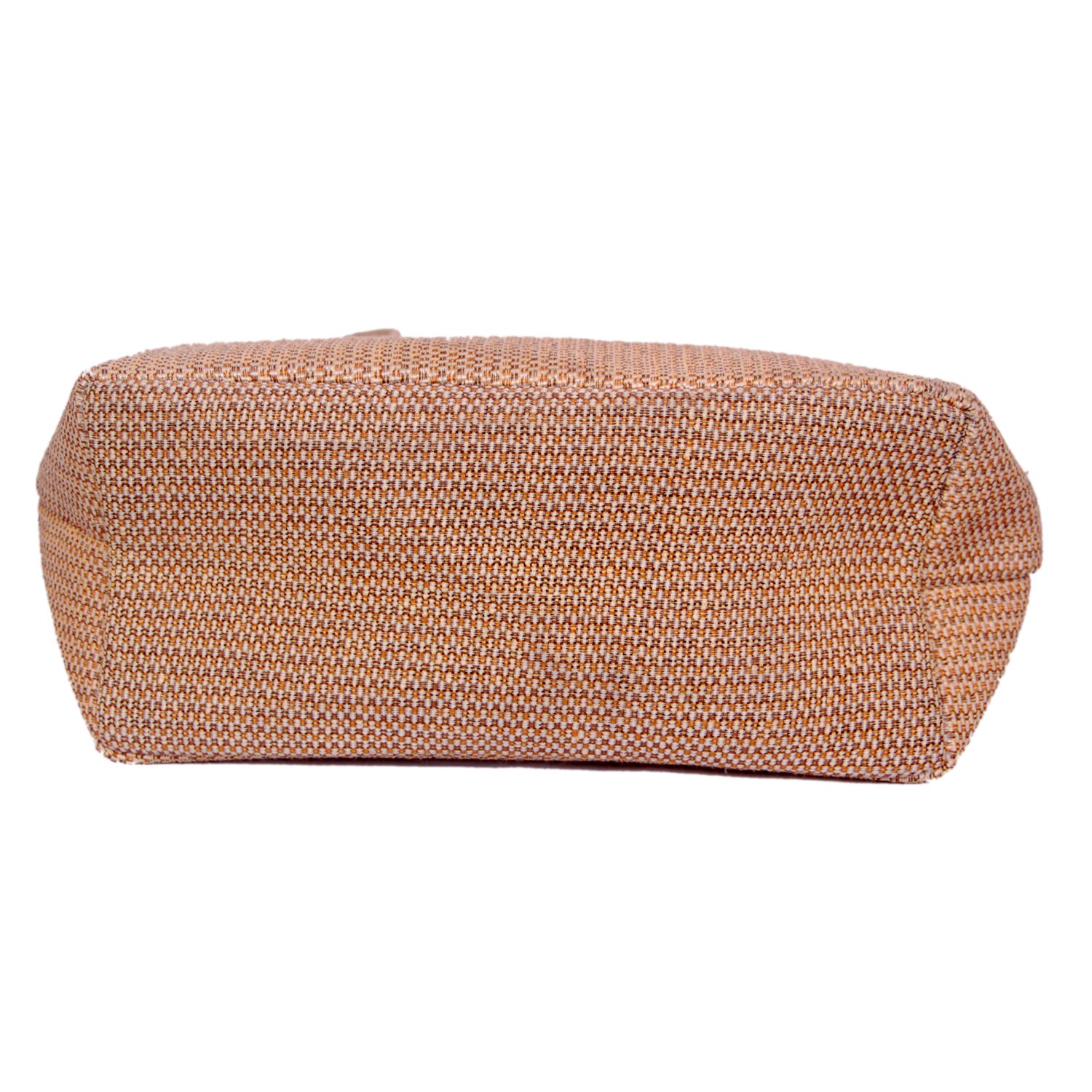 womaniya jute and canvas women's handbag - brown (woman-1129)