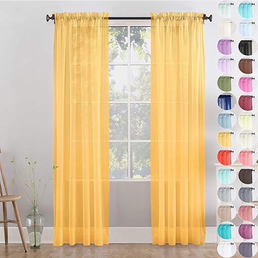 Megachest Woven Voile Slot Top Curtain 2 Panels (28 colors) (orange, 56