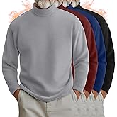 August Alley 4 Pack Men's Turtleneck Shirts, Long Sleeve Thermal Sweaters Solid Casual Pullover Tops Basic Undershirts