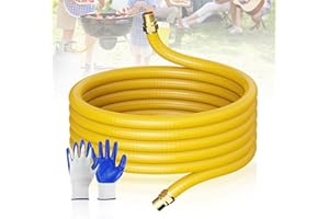 VRUELIA Flexible Natural Gas Line Hose | Corrugated Stainless Steel Tubing | 2PCS Brass NPT Male Quick-Connect Adapters | CSST Underground & Propane Conversion Kit for Outdoor Grills (37Ft 1/2'')