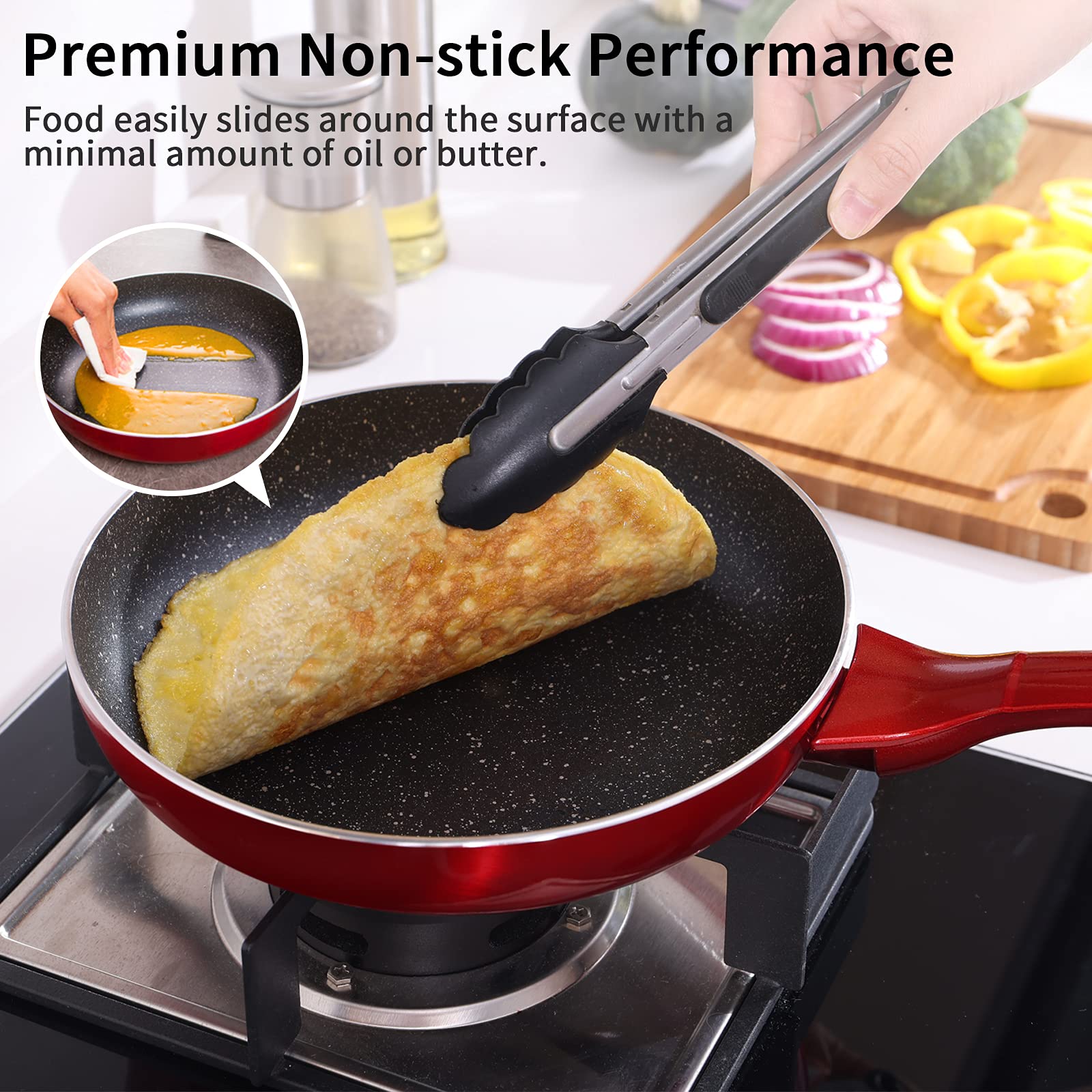 Nonstick Pots and Pans Set, Induction Cookware Sets 10piece for All Stoves, Kitchen Sets with