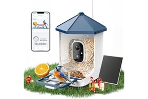 LIWAN Bird Feeder with Camera Solar Powered, 1 Year Trial AI Identify, 2K Live Video, Smart Bird Camera for Outdoors, 2.4GHZ 