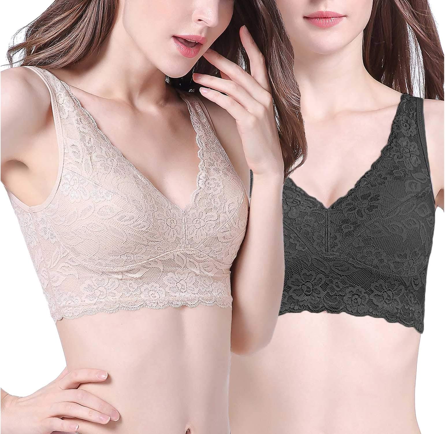 Intimate Portal Venetia Lace Bralette with Pockets Lightly Padded Wire Free Bra