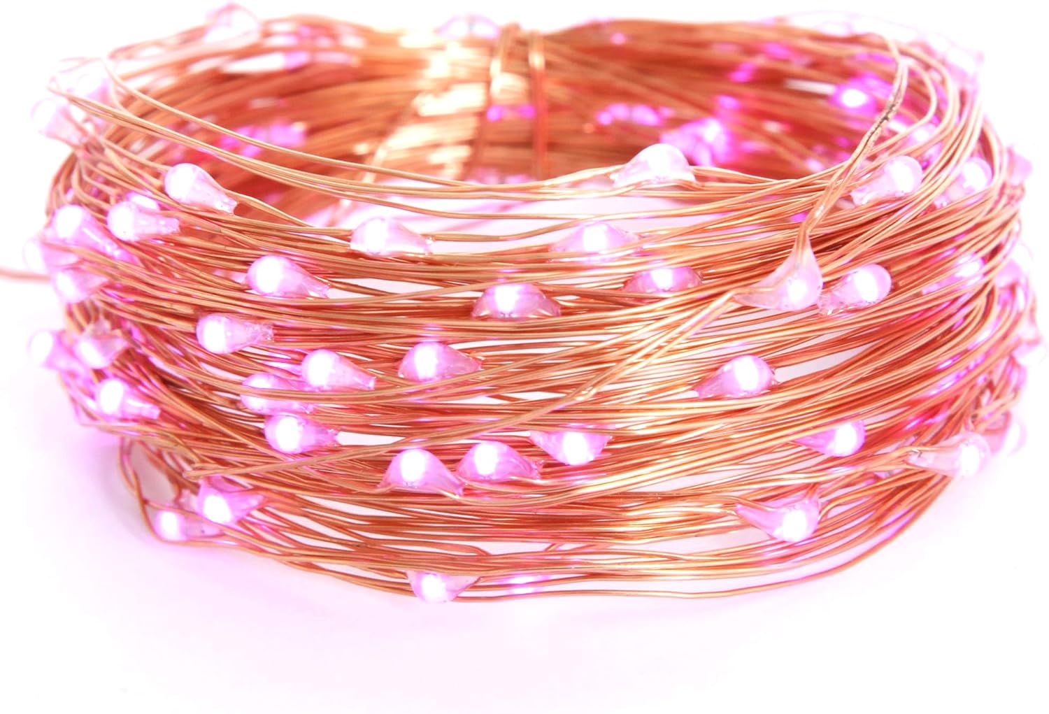 BLUDRO Pink LED String Lights Power Adapter, 33Ft 100 LED Decorative Lights for