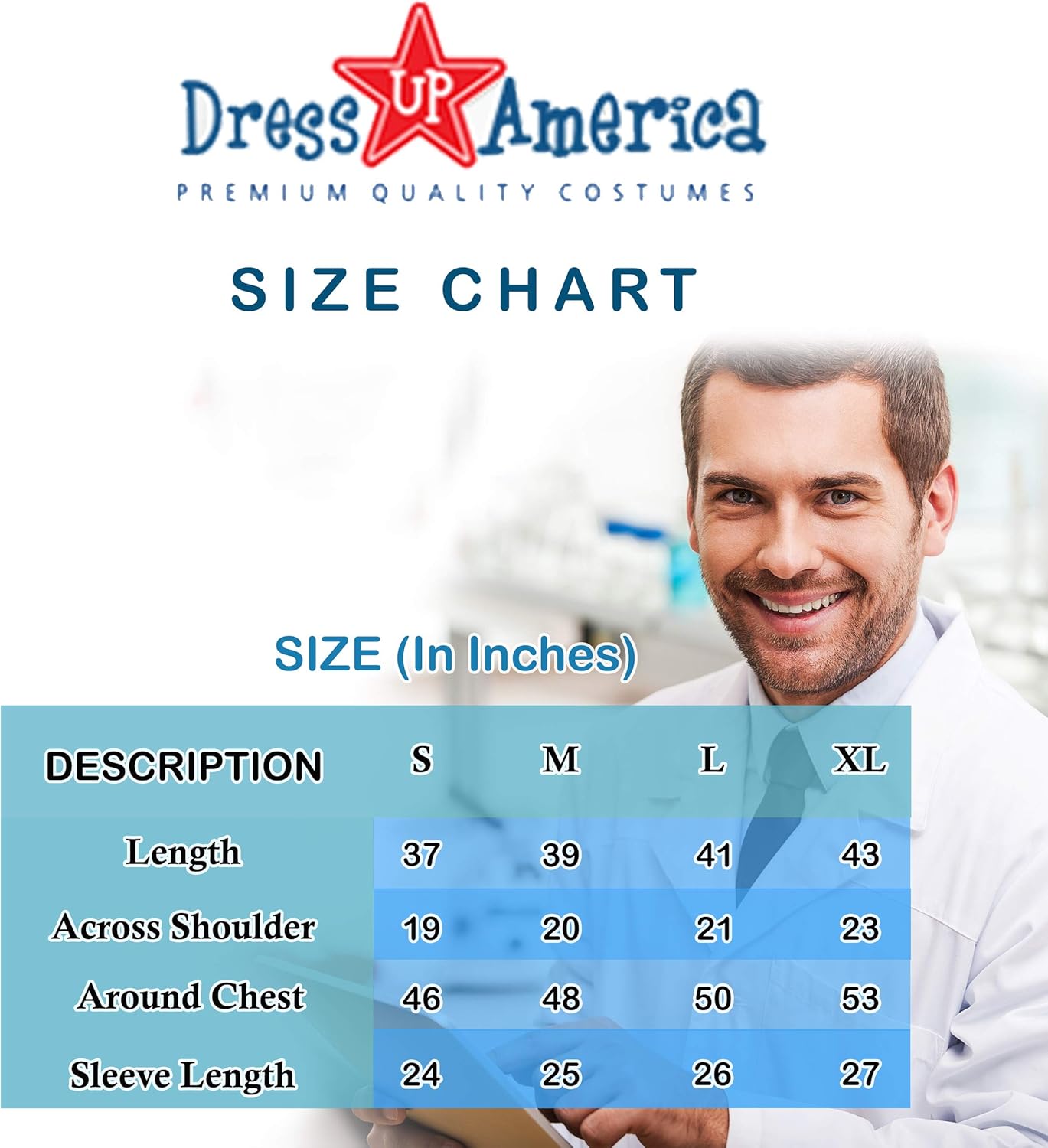 Dress Up America Lab Coat - Doctor's Lab Coat for Men and Women, 3/4 Length, Lightweight Quality Material: Clothing