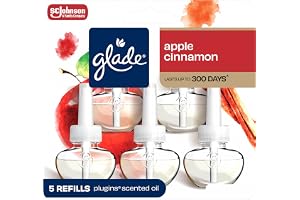 Glade PlugIns Air Freshener Refills, Apple Cinnamon, 5 Count | 0.67 fl oz Each, Includes 5 Refills, Scented and Essential Oil