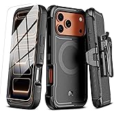 M MYBAT PRO For iPhone 17 Pro Max Case with Belt Clip Holster, Maverick Series 17 Pro Max Case[Compatible with Magsafe]w/Screen Protector,Anti-Drop,with 360°Rotating Kickstand,Heavy Duty Protection
