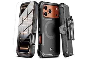 M MYBAT PRO For iPhone 17 Pro Max Case with Belt Clip Holster, Maverick Series 17 Pro Max Case[Compatible with Magsafe]w/Screen Protector,Anti-Drop,with 360°Rotating Kickstand,Heavy Duty Protection