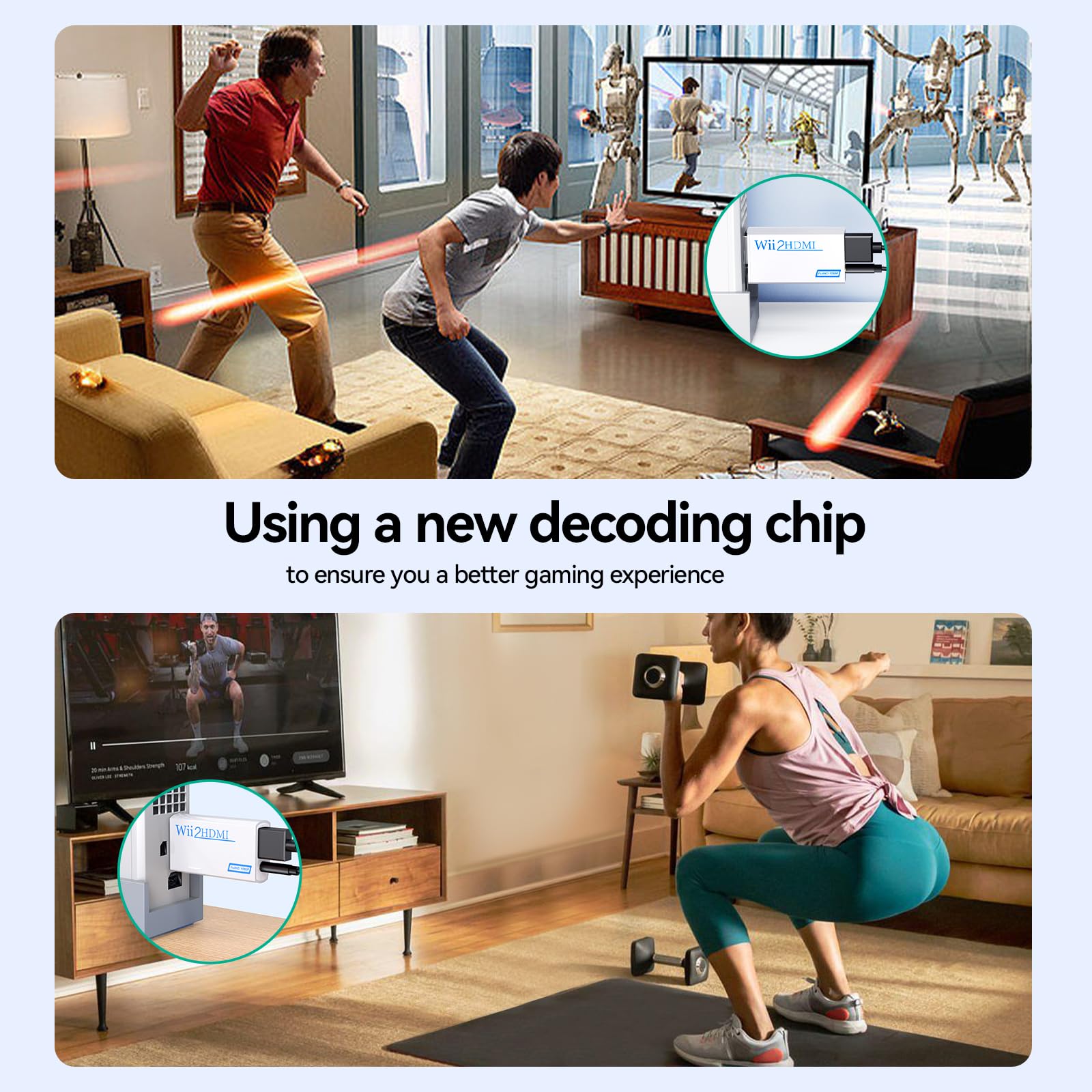 GANA Wii to hdmi Converter, wii to hdmi Adapter, 1080p 720p Connector Output Video & 3.5mm Audio - Supports All Wii Display Modes (wii to hdmi White)