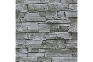 Timeet 17.7" x 393" 3D Grey Stone Wallpaper Peel and Stick Brick Wallpaper Self Adhesive Wallpaper Removable Waterproof Wallpaper for Bedroom Living Room Decor Vinyl Film Roll