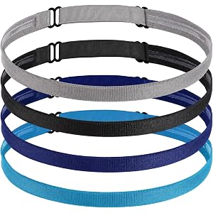 WLLHYF 4 Pieces Elastic Sport Headbands Non-Slip Running Sweat Bands Mini Football Hairbands Adjustable Yoga Headwear for Wom
