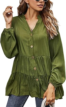 green ruffle shirt