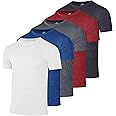 Real Essentials 5 Pack: Men’s Short Sleeve Dry Fit Active Crew Neck T Shirt - Athletic Running Gym Workout Tee Tops