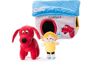 CLIFFORD THE BIG RED DOG Plush Squeaky Dog Toy – Soft Crinkle Dog Toy with Squeaker for Small Dogs and Puppies –Puppy Plush Chew Toys, Cute Toys for for Puppies with Squeaker (Cozy House)