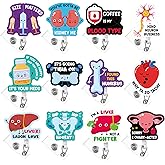 Dunzoom 12 Pcs Valentines Funny Badge Reels Cute Nurse Badge Holders Bulk Retractable Name ID Clips for Valentines Doctor Nurses Women Men Office Gift Supplies