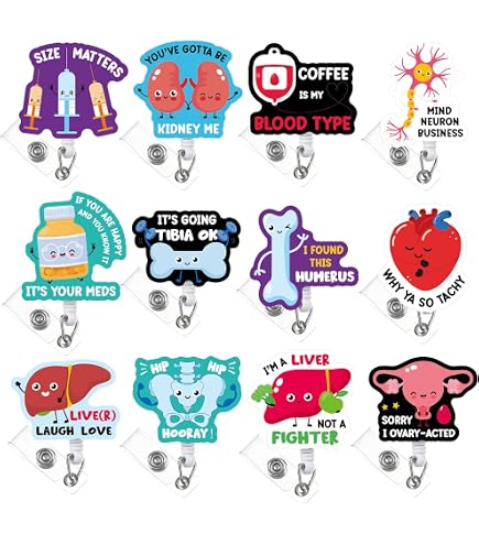 Hotlea Funny Badge Reels Bulk Set - 8/9 PCS Retractable ID Holders With Alligator Clip For Nurses, Healthcare - View #10